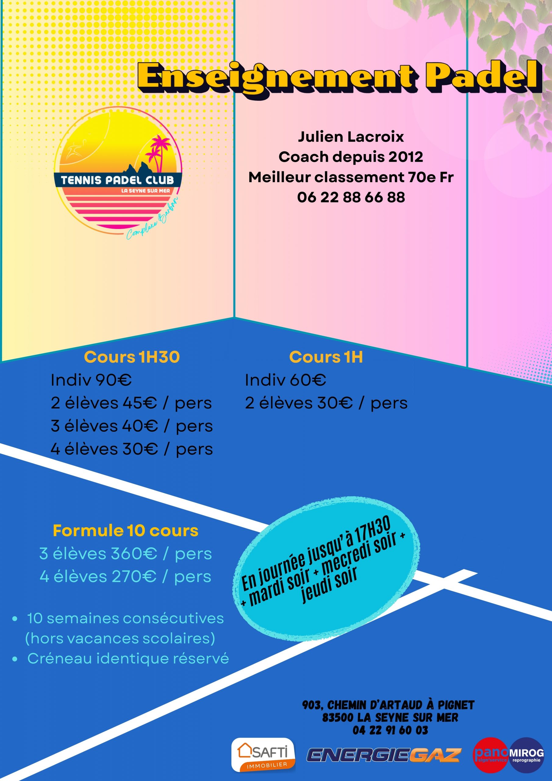 affiches padel adultes bsi